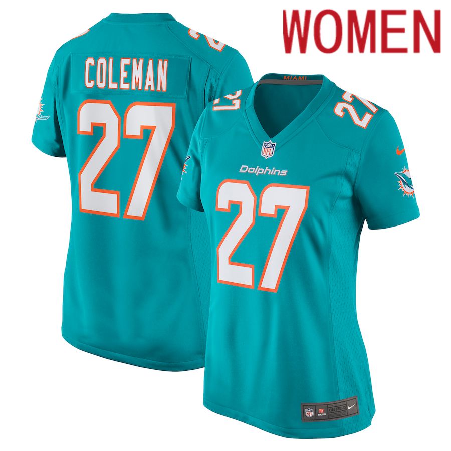 Women Miami Dolphins #27 Justin Coleman Nike Green Game NFL Jersey->women nfl jersey->Women Jersey